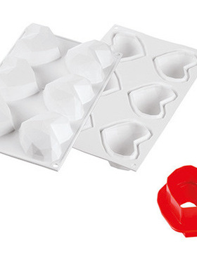 6连折纸爱心模 意大利进口食品级硅胶模silikomart profe ssional