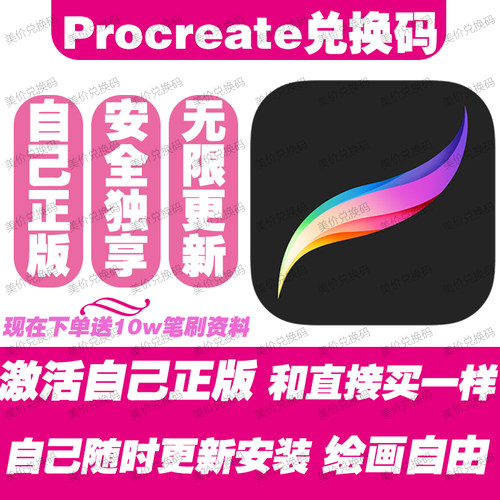 Procreate兑换码软件代购 永久自己画画iPad送笔刷色卡下载