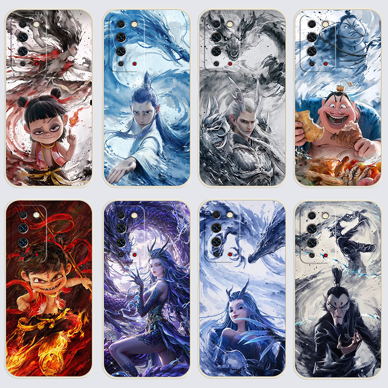 华为荣耀X10手机壳huawei哪吒之魔童闹海直边软壳TEL-AN00软胶耐脏保护套硅胶女学生防摔卡通潮流全包边磨砂