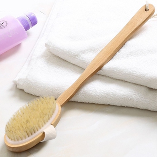 马鬃毛洗澡刷沐浴猪鬃毛刷长柄木质搓背搓澡巾可拆卸软毛按摩洗浴