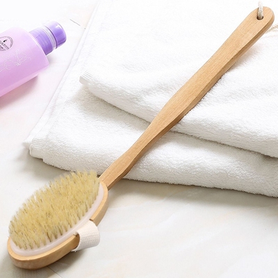 马鬃毛洗澡刷沐浴猪鬃毛刷长柄木质搓背搓澡巾可拆卸软毛按摩洗浴