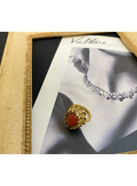 女复古镀真金宝石开口戒指包邮