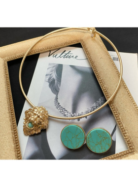 复古欧美巴洛克狮子做旧项圈颈链