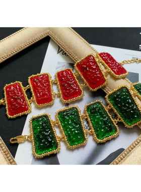 予 318 复古Vintage欧美宫廷风镀真金保色琉璃重工手牌手链 包邮