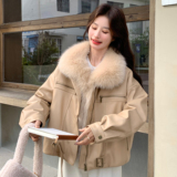 25冬新环保兔毛领90绒短款派克服170-6816-P320-K468，女装派克服，浙宝170