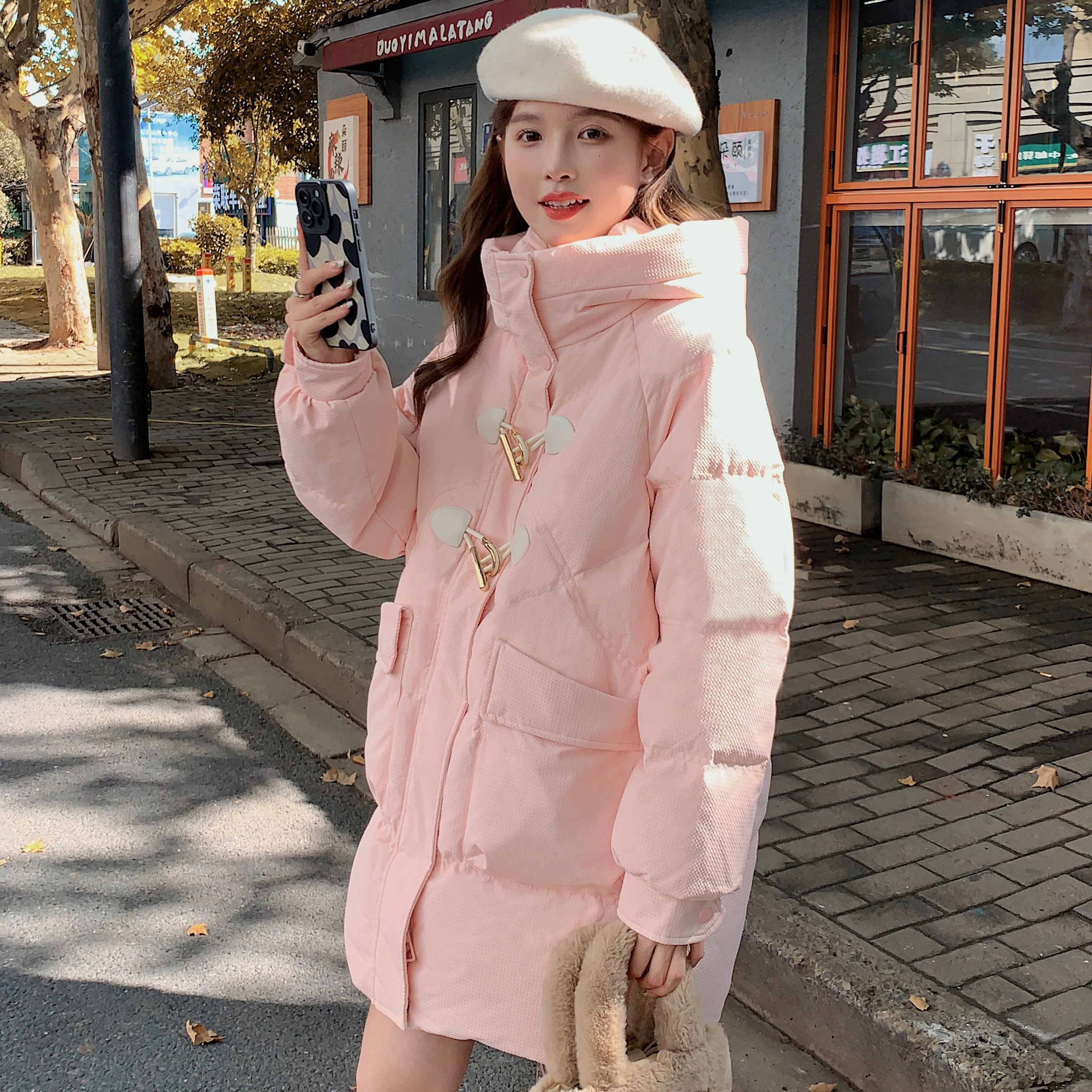 现货金属牛角扣中长款棉衣外套170A-2355-P185-K278,女装棉衣/棉服,浙宝170