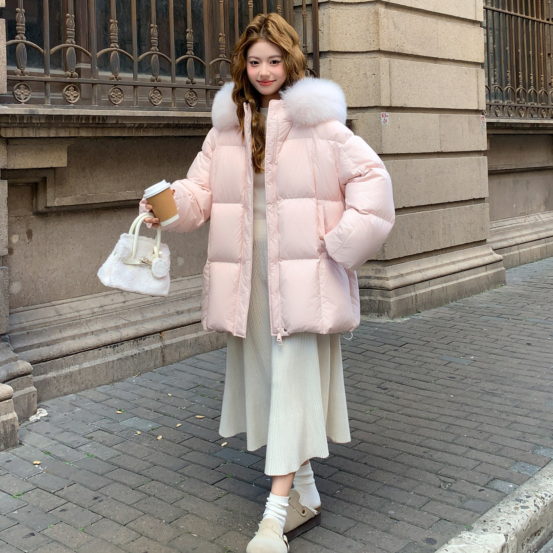 25冬新连帽大毛领中长款小个子面包棉服外套170-2581-P235-K338,女装棉衣/棉服,浙宝170
