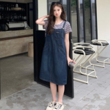 宽松休闲减龄牛仔背带连衣裙女夏2025新款网红炸街假裙子，女装连衣裙，浙宝170