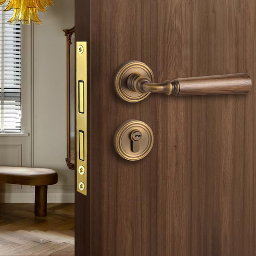 博斯顿法式复古胡桃木静音门锁