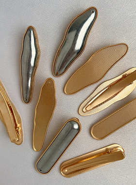 手工diy发夹宋锦贴布艺鸭嘴夹底托新中式发饰配件底胚仿点翠边夹