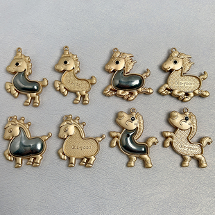 马年挂件宋锦空托手工DIY车挂饰品贴皮底胚马上有钱吊坠手作材料