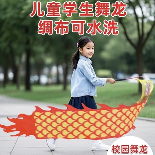 舞龙彩带健身龙旗儿童手甩龙学校健身学生表演做操舞龙耍龙彩绸