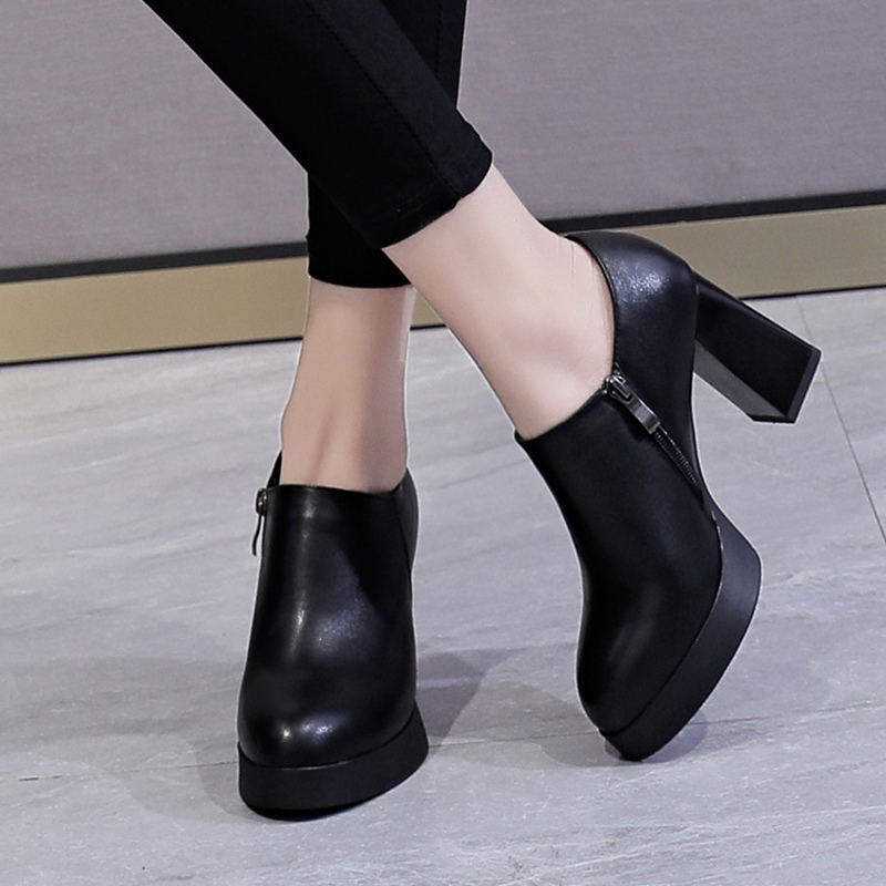 真皮粗跟港一小皮鞋单鞋工厂发货