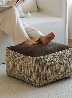 中古咖色系肌理坐墩理查德复古感客厅坐垫可拆洗脚墩地上懒人蒲团