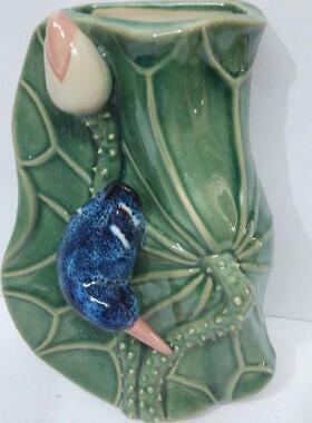 陶瓷莲藕挂壁创意装饰结婚乔迁礼物墙壁插水养花瓶墙面饰品挂件