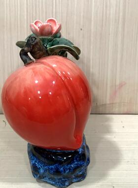 陶瓷寿桃摆件送长辈恩师朋友领导家居客厅玄关饰品摆设生日礼物