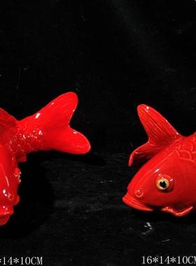 鲤鱼陶瓷招财中式背景墙挂饰造景