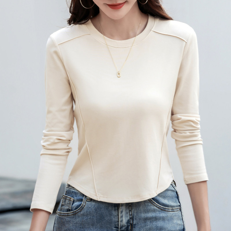 2026春秋新款长袖t恤女韩版修身鱼骨内搭设计感外穿打底衫上衣潮