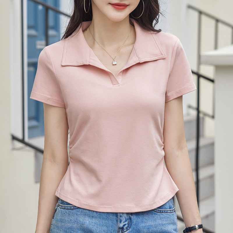 短袖t恤女正肩polo翻领韩版修身