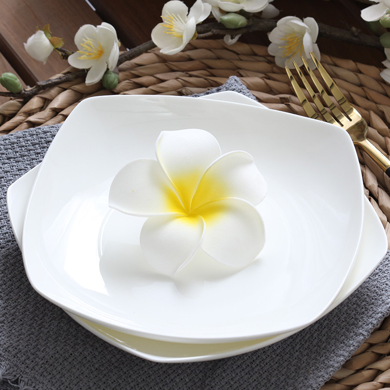 唐山骨瓷餐具盘子纯白色陶瓷沙拉盘家用意面方盘骨瓷菜碟子翘角盘,餐饮具,盘,淘宝优惠券,粉丝福利购,淘宝优惠卷