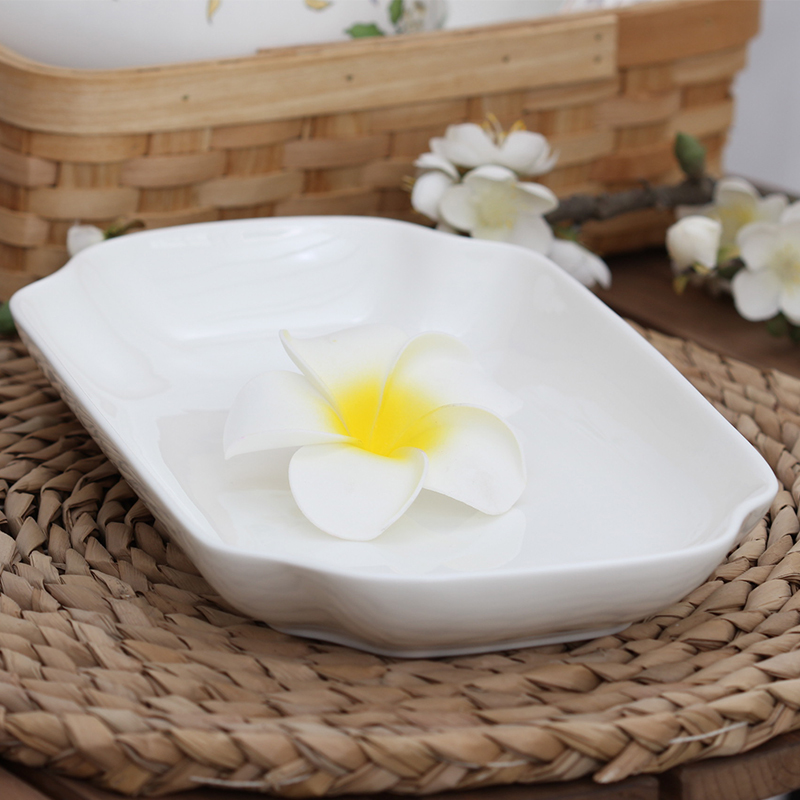 加深蒸鱼盘纯白骨瓷刺身盘烤鱼