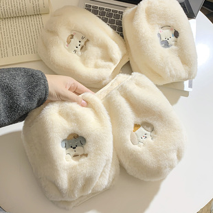 成人简约感羽绒服防寒防污护袖 可爱小狗毛绒袖 套秋冬上班耐脏套袖