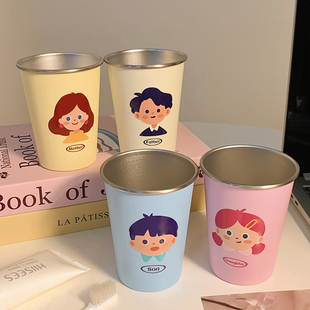 家庭装 不锈钢漱口杯卡通一家人牙杯高颜值创意简约刷牙洗漱杯304