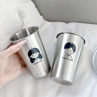 原创卡通苹果男孩女孩不锈钢情侣高颜值牙刷杯简约创意漱口洗漱杯