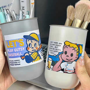 多功能不锈钢高颜值笔筒学生办公室桌面收纳女ins北欧风化妆刷桶