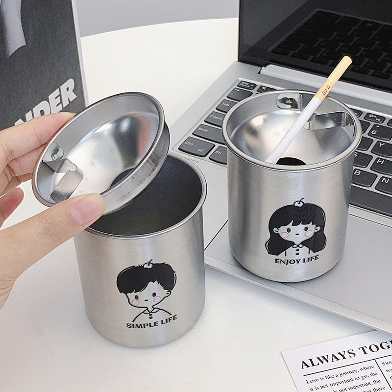 简约轻奢情侣送男朋友推荐创意卡通烟灰缸情侣装车载防飞烟灰日用