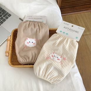 长款 学生纯色套袖 套女秋冬羽绒服防脏办公室卡通护袖 可爱猫咪袖