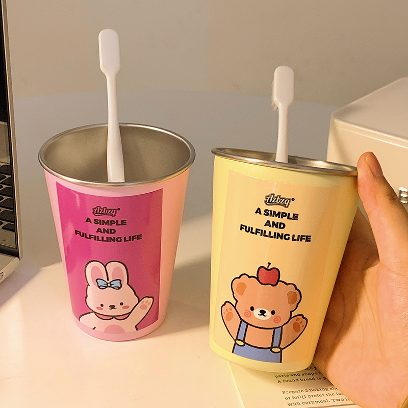 可爱创意304不锈钢卡通漱口杯