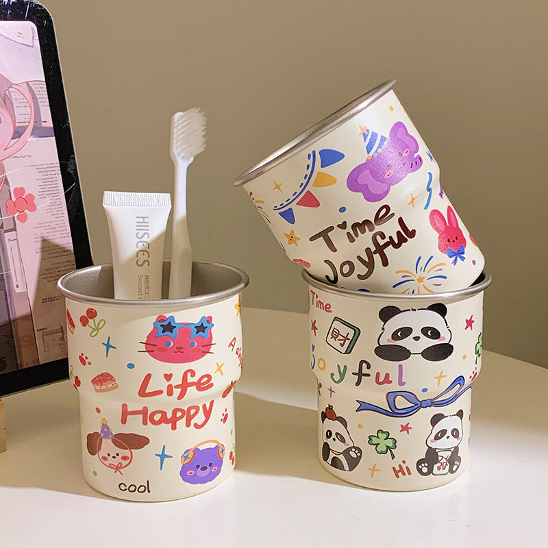 可爱牙刷杯不锈钢漱口杯家用刷牙杯子洗漱杯情侣学生宿舍牙缸牙杯