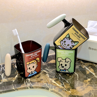 卡通男孩女孩刷牙杯情侣家用高颜值可爱学生宿舍漱口杯网红水杯