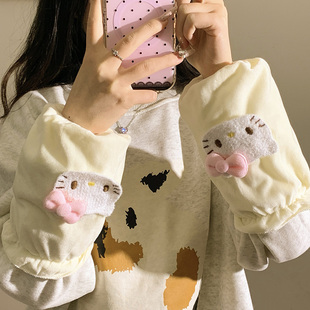 手袖 可爱猫咪毛绒袖 套女秋冬上班耐脏防污成人毛衣羽绒服手臂套袖