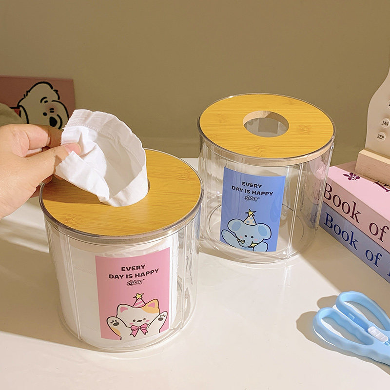 可爱小猫小象纸巾盒家用办公室桌面餐厅抽纸盒简约卡通床头收纳盒