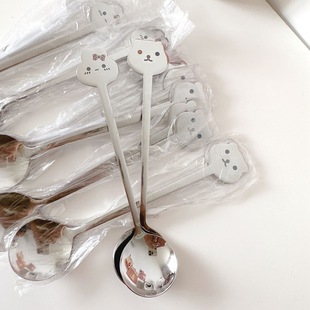 卡通304不锈钢搅拌勺可爱一体咖啡勺 儿童婴儿辅食饭勺汤勺小调羹