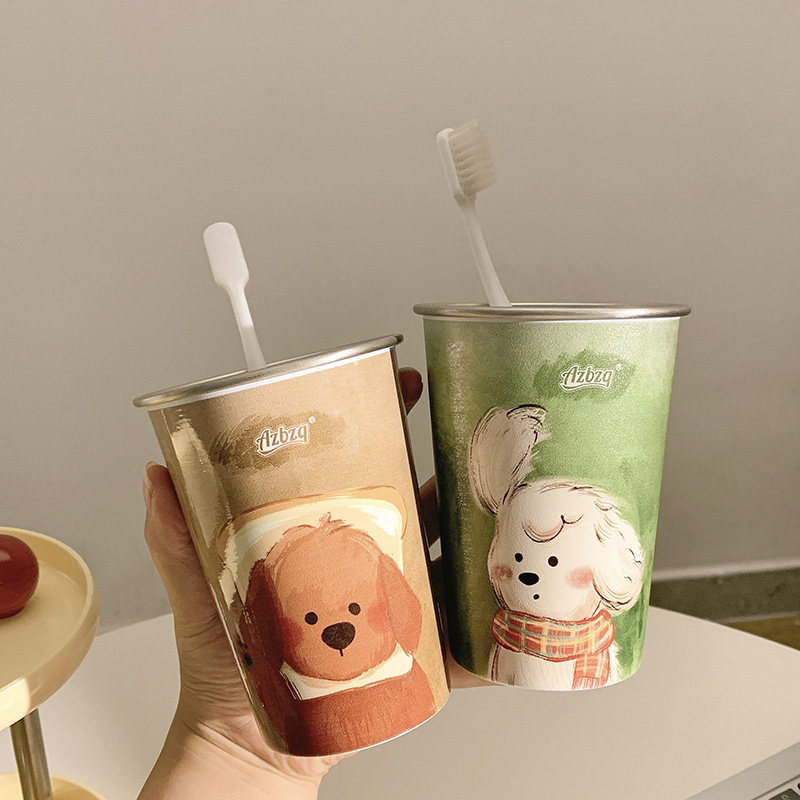 原创小狗洗漱杯防霉304不锈钢