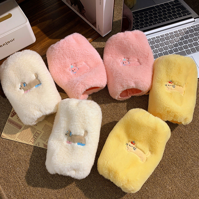 防污家务耐脏办公室保暖卡通小狗袖套学生可爱秋冬毛绒款收口护袖