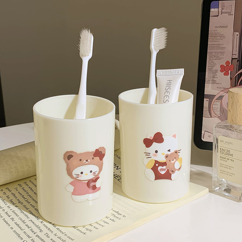可爱kt卡通高颜值漱口杯牙杯可爱洗漱杯家用学生宿舍奶油白刷牙杯