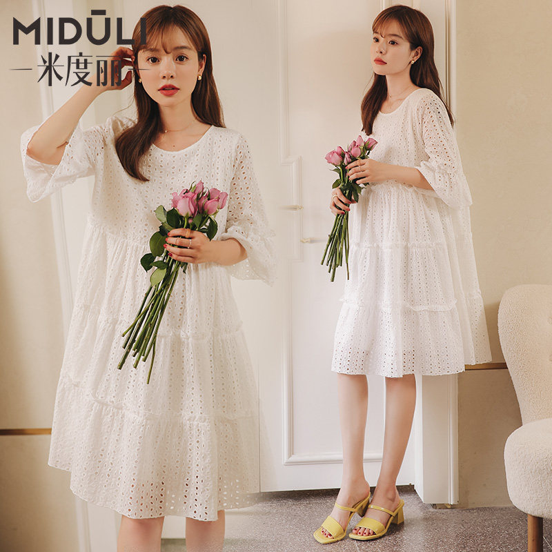 孕妇连衣裙夏季潮2020夏款时尚款长裙网红孕妇装夏装潮妈夏天裙子