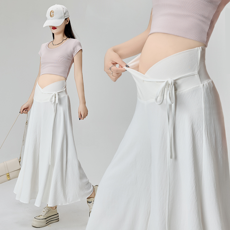 孕妇裤子夏季薄款山本裙裤不勒肚子小个子春秋外穿孕期九分阔腿裤