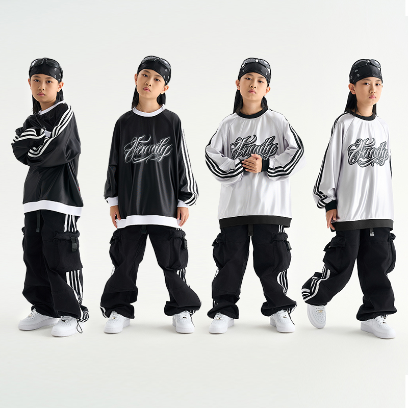 服酱儿童嘻哈街舞潮服美式复古长袖表演套装男童女童hiphop演出服