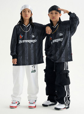 FUJAM服酱儿童街舞潮服嘻哈hiphop复古长袖球衣跳舞套装演出服装