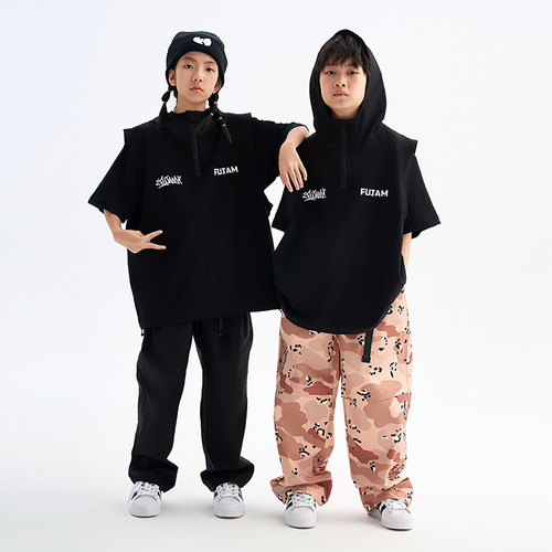 服酱潮牌童装少儿街舞马甲套装hiphop儿童帅气跳舞衣服嘻哈演出服