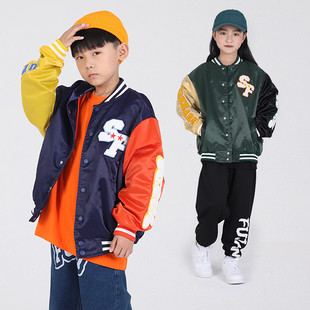 国潮原创设计潮流时髦童装棒球服外套嘻哈风男女儿童夹克上衣秋季