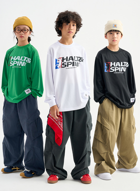 FUJAM童装潮牌长袖美式街头个性印花T恤男女童嘻哈风宽松潮流上衣