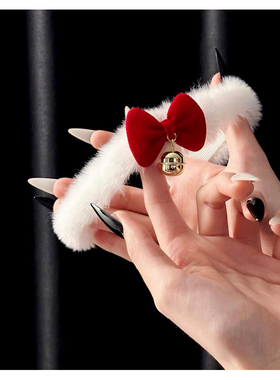 夜间玩伴 puppy圣诞毛绒铃铛项圈m女颈带颈圈choker脖圈情侣饰品