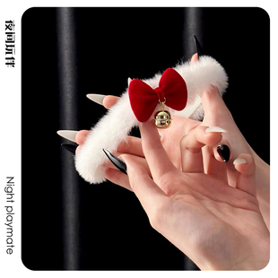 夜间玩伴 puppy圣诞毛绒铃铛项圈m女颈带颈圈choker脖圈情侣饰品