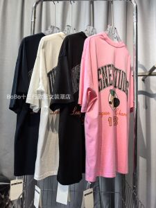 BOYMISSGIRL正品2024夏季圆领半袖T恤女米奇图案洋气中长款上衣潮